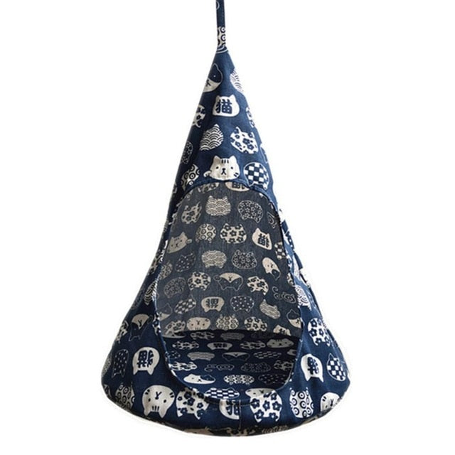 Cat Hammock Bed Cone Shape Breathable Linen Sponge Tent Hanging Cage Cover for Cat Pet Supplies