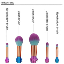 Load image into Gallery viewer, Mermaid Blending + Contour Makeup Brush Set ll 5 Piece