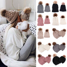 Load image into Gallery viewer, Mommy + Me Beanie Knitted Pom Pom Beanies