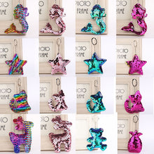 Load image into Gallery viewer, Sequins Keychains, Cats + Mermaid + Star + Bear