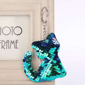 Sequins Keychains, Cats + Mermaid + Star + Bear