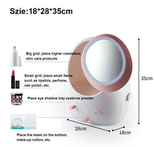 Load image into Gallery viewer, LED HD MIRROR MAKEUP STORAGE BOX COSMETIC ORGANIZER CASE