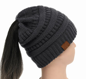 Ponytail Women's Knitted Beanie ll 25 Colors