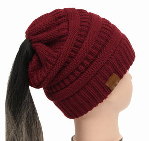 Ponytail Women's Knitted Beanie ll 25 Colors
