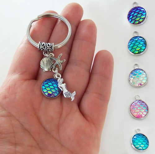 Mermaid Scale Keychain ll Shell + Starfish
