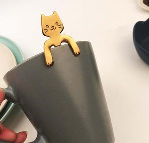 Stainless Steel Mini Cat Kitten Spoons, 4 Piece Set