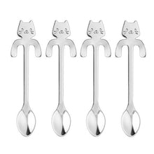 Load image into Gallery viewer, Stainless Steel Mini Cat Kitten Spoons, 4 Piece Set