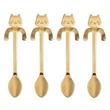 Load image into Gallery viewer, Stainless Steel Mini Cat Kitten Spoons, 4 Piece Set