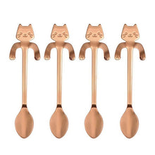 Load image into Gallery viewer, Stainless Steel Mini Cat Kitten Spoons, 4 Piece Set