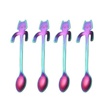 Load image into Gallery viewer, Stainless Steel Mini Cat Kitten Spoons, 4 Piece Set