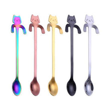 Load image into Gallery viewer, Stainless Steel Mini Cat Kitten Spoons, 4 Piece Set