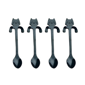 Stainless Steel Mini Cat Kitten Spoons, 4 Piece Set