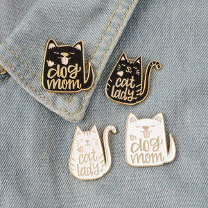 Dog Mom + Cat Lady Wearable Pins