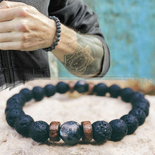 Load image into Gallery viewer, Men&#39;s Lava + Moonstone Bracelet