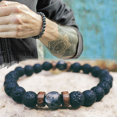 Men's Lava + Moonstone Bracelet