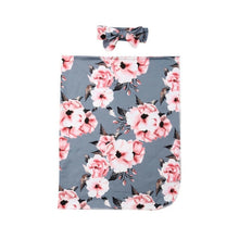 Load image into Gallery viewer, Floral Swaddle Blanket + Headband ll 0-3M