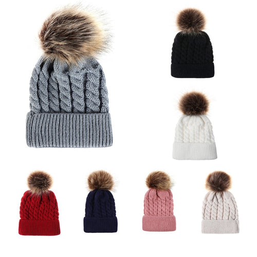 Adorable Kids Knitted Pom Pom Beanie