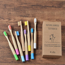 Load image into Gallery viewer, Kids Bamboo Toothbrush Set ll 10 Brushes