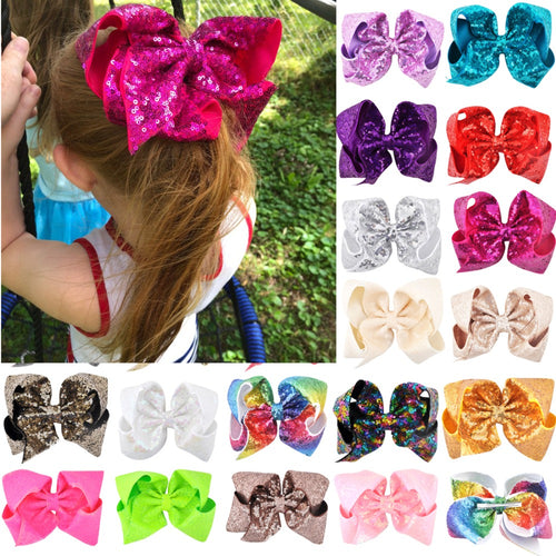 8 inch +6 Inch Large Glitter Bows