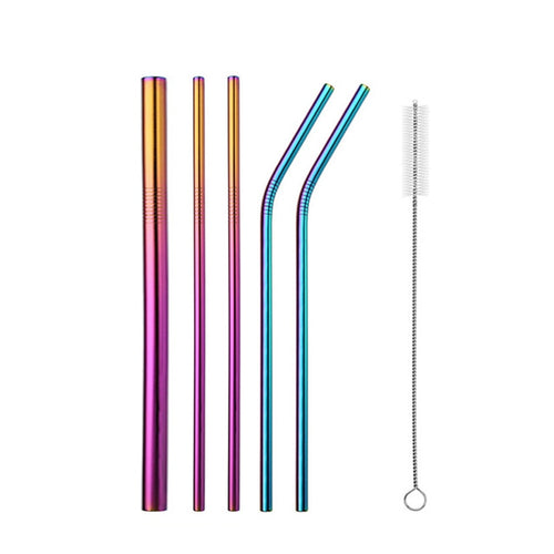 6Pcs Straw + Cleaning Brush Set ll  Reusable Straws